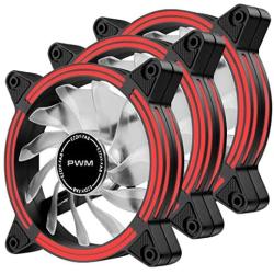 EZDIY-FAB 120mm PWM Red LED Fan, Dual-Frame LED Case Fan for PC Cases, High Airflow Quiet,CPU Coolers, and Radiators,4-Pin-3-Pack…