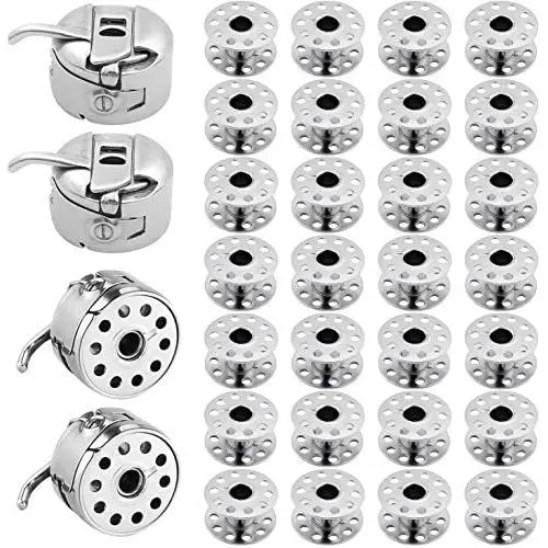 4 Pieces Sewing Machine Bobbin Case Bobbin Holder with 30 Pieces Metal bobbins, for Front Loading 15 Class Machines 4 Pieces Sewing Machine Bobbin Case Bobbin Holder with 30 Pieces Metal bobbins, for Front Loading 15 Class Machines