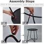 Patio Side Table Outdoor, Small Round Metal Side Table Waterproof Portable Coffee Table End Table for Garden, Porch, Balcony, Yard (Black)