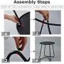 Patio Side Table Outdoor, Small Round Metal Side Table Waterproof Portable Coffee Table End Table for Garden, Porch, Balcony, Yard (Black)