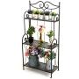 45-Inch Freestanding Scrollwork Design Metal Foldable 3-Tier Plant & Home Décor Display Stand Rack/Book Shelf