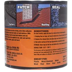 Gorilla Waterproof Patch & Seal Tape 4'' x 10 Black, (Pack of 1)