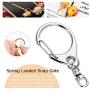Roctee 100 Piece D Hook Keychain Hardware with Jump Rings, Metal Split Key Ring Clips with Chain for Craft Charm Making DIY (Silver & Gold)