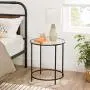 VASAGLE Round Side Table, Glass End Table with Metal Frame, Small Coffee Accent Table, Bedside Table, Modern Style, for Living Room, Balcony, Bedroom, Black ULGT020B01 VASAGLE Round Side Table, Glass End Table with Metal Frame, Small Coffee Accent Table, Bedside Table, Modern Style, for Living Room, Balcony, Bedroom, Black ULGT020B01