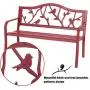 MFSTUDIO Outdoor Patio Garden Bench 50in Metal Seating Chair Furniture for Backyard, Porch, Lawn, Park, Pastoral Bird Design Back, Pink Red MFSTUDIO Outdoor Patio Garden Bench 50in Metal Seating Chair Furniture for Backyard, Porch, Lawn, Park, Pastoral Bird Design Back, Pink Red