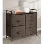 mDesign Wide Dresser Storage Tower - Sturdy Steel Frame, Wood Top, Easy Pull Fabric Bins - Organizer Unit for Bedroom, Hallway, Entryway, Closets - Textured Print, 5 Drawers - Espresso Brown mDesign Wide Dresser Storage Tower - Sturdy Steel Frame, Wood Top, Easy Pull Fabric Bins - Organizer Unit for Bedroom, Hallway, Entryway, Closets - Textured Print, 5 Drawers - Espresso Brown