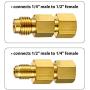 3 Pieces R134A Refrigerant Opening Valve 8401 Top Style Metal Can Tap 6015 Refrigerant Tank Vacuum Pump Adapter to R12 1/2 Female to 1/4 Male Flare 6014 Pump Adapter 1/4 Flare Female to 1/2 Male