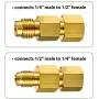 3 Pieces R134A Refrigerant Opening Valve 8401 Top Style Metal Can Tap 6015 Refrigerant Tank Vacuum Pump Adapter to R12 1/2 Female to 1/4 Male Flare 6014 Pump Adapter 1/4 Flare Female to 1/2 Male