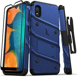 ZIZO Bolt Series for Samsung Galaxy A10e Case | Heavy-Duty Military-Grade Drop Protection w/Kickstand Included Belt Clip Holster Tempered Glass Lanyard (Blue/Black)