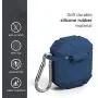 AirPods Case Accessories Kit [Front LED Visible], GMYLE Silicone Heavy Duty Armor Protective Shockproof Airpod Cover Skin with Keychain, Ear Hook, Magnetic Strap for Apple AirPod 1 & 2 – Navy Blue
