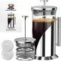 Cafe Du Chateau French Press Coffee Maker (34 oz) - 4 Level Filtration System - Heat Resistant Borosilicate Glass, Stainless Steel Cafe Du Chateau French Press Coffee Maker (34 oz) - 4 Level Filtration System - Heat Resistant Borosilicate Glass, Stainless Steel