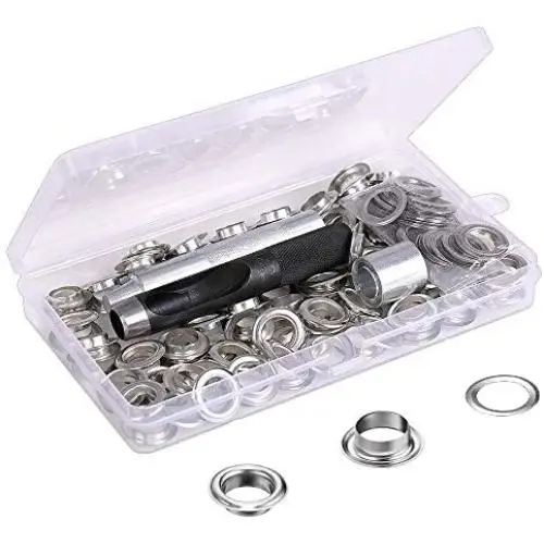 Laviesto Grommet Tool Kit,100 Sets 1/2 Inch Metal Eyelets Grommets Set with 3 Setting Tools for Fabric Canvas Curtain Tarps Tents Awnings Clothing Leather Crafts Making and Repair Laviesto Grommet Tool Kit,100 Sets 1/2 Inch Metal Eyelets Grommets Set with 3 Setting Tools for Fabric Canvas Curtain Tarps Tents Awnings Clothing Leather Crafts Making and Repair
