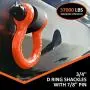 LIBERRWAY Shackles 3/4'' (2 Pack) D Ring Shackle Rugged Off Road Shackles 28.5 Ton (57,000 lbs) Maximum Break Strength with 7/8 Pin Heavy Duty D Ring for Vehicle Recovery, Orange LIBERRWAY Shackles 3/4'' (2 Pack) D Ring Shackle Rugged Off Road Shackles 28.5 Ton (57,000 lbs) Maximum Break Strength with 7/8 Pin Heavy Duty D Ring for Vehicle Recovery, Orange