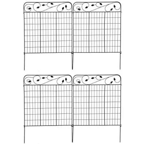 Giantex Coated Metal Decorative Garden Fence, 52in x 12ft Border Fence Set, 4 Panels Folding Fence Animal Barrier Gate for Outdoor Garden Patio Giantex Coated Metal Decorative Garden Fence, 52in x 12ft Border Fence Set, 4 Panels Folding Fence Animal Barrier Gate for Outdoor Garden Patio