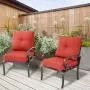 Oakmont 2 Piece Outdoor Furniture Patio Bistro Chairs Metal Dining Furniture Set, All-Weather Garden Seating Chair (Red) Oakmont 2 Piece Outdoor Furniture Patio Bistro Chairs Metal Dining Furniture Set, All-Weather Garden Seating Chair (Red)