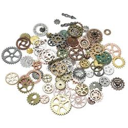 levylisa Bulk 150 Gram Small Plated Wheel Gear,GearJewelry Scrapbooking Charms Wheel,Old Steampunk Watch Parts Pieces Vintage Antique Cogs Wheels (150g)