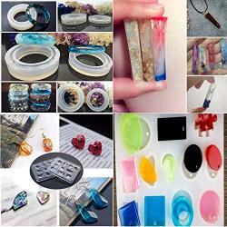 5 Pieces 30ML Crystal Epoxy Resin Glue, 24Pcs Decoration, 15 Colorful Pigment 11Pcs Transparant Silicone Mold 100 Pcs Golden Rings Metal Accessories For Jewelry Earrings Necklace Bracelet