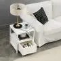VECELO Modern Nightstand with Drawer Square End, Side Table for Bedroom, Living Room, Small Space, Night Stand with Open Shelf, Stable Metal Frame, White VECELO Modern Nightstand with Drawer Square End, Side Table for Bedroom, Living Room, Small Space, Night Stand with Open Shelf, Stable Metal Frame, White