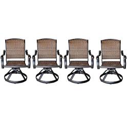 Patio Outdoor Santa Clara Swivel Rocker Dining Chairs Set of 4 Solid Cast Aluminum Furniture Dark Bronze