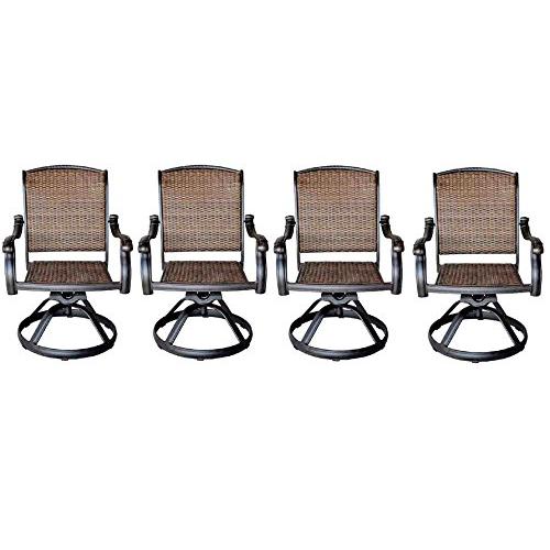 Patio Outdoor Santa Clara Swivel Rocker Dining Chairs Set of 4 Solid Cast Aluminum Furniture Dark Bronze