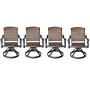 Patio Outdoor Santa Clara Swivel Rocker Dining Chairs Set of 4 Solid Cast Aluminum Furniture Dark Bronze