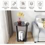 Tangkula Round End Table, 2-Tier Metal Sofa Table with Storage Shelf, Round Side Table with Metal Frame, Industrial Style Accent Furniture for Home Living Room Bedroom (1, Espresso)
