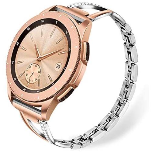 TRUMiRR Women Band for Samsung Galaxy Watch 42mm / Active 2 40mm 44mm Rose Gold, TRUMiRR 20mm Jewelry Stainless Steel Watchband Diamond Strap Feminine Cuff Bracelet for Garmin Vivoactive 3 / 3 Music