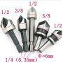 Driak 5pc 5 Flutes HSS Industrial Countersink Drill Bit Set Quick Change Bit 1/4 in Hex Shank Chamfer Chamfering Cutter tool Center Punch Tool Sets for Wood Metal Working