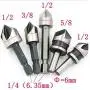 Driak 5pc 5 Flutes HSS Industrial Countersink Drill Bit Set Quick Change Bit 1/4 in Hex Shank Chamfer Chamfering Cutter tool Center Punch Tool Sets for Wood Metal Working Driak 5pc 5 Flutes HSS Industrial Countersink Drill Bit Set Quick Change Bit 1/4 in Hex Shank Chamfer Chamfering Cutter tool Center Punch Tool Sets for Wood Metal Working