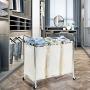 Seville Classics Mobile 3-Bag Heavy-Duty Laundry Hamper Sorter Cart