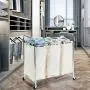 Seville Classics Mobile 3-Bag Heavy-Duty Laundry Hamper Sorter Cart