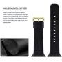 Fullmosa Compatible Apple Watch Band 38mm 40mm 42mm 44mm Leather Compatible iWatch Band/Strap Compatible Apple Watch SE & Series 6 5 4 3 2 1, 38mm 40mm Black + Golden Buckle + Black Adapter