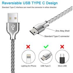 USB Type C Cable,Fantany Durable Metal USB A to C Charging Cable&Sync Compatible with Galaxy S10,S9,S9+,S8,S8+,Note 8,9,LG V40,50 G7,8, Pixel 2,3,HTC 10,Nexus 5X/6P, 3.3Feet,1Pack (Silver, 3.3ft)