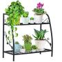 Indefree 2-Tier Metal Plant Stand - Multiple Flower Pot Holder Shelves Planter Rack Storage Organizer Display for Indoor Outdoor Garden Balcony Indefree 2-Tier Metal Plant Stand - Multiple Flower Pot Holder Shelves Planter Rack Storage Organizer Display for Indoor Outdoor Garden Balcony