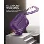 MOBOSI Vanguard Armor Series Military AirPods Pro Case, Full-Body Hard Shell Protective Cover Case Skin with Keychain for AirPod Pro 2019, Purple [Front LED Visible]