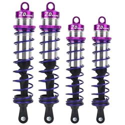 Alomejor 1/8 RC Car Metal Oil Pressure Adjustable 2pcs Front Shock Damper + 2pcs Rear Shock Damper(Purple)