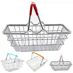 Kekailu Children Toys, Children Miniature Metal Supermarket Shopping Basket Pretend Role Play Toy Gift, Red