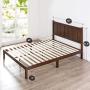 Zinus Adrian Wood Rustic Style Platform Bed with Headboard / No Box Spring Needed / Wood Slat Support, King