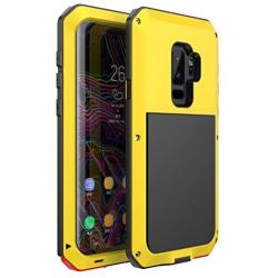 LUSTAM Galaxy S9 Plus Case, Water Resistant Shockproof Aluminium Alloy Rubber Tank Case for Samsung Galaxy S9 Plus- Yellow