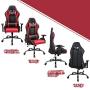 Rimiking Massage Computer Gaming Chair-High Back Bonded Leather Desk Swivel Racing Chair Adjustable Armrest Ergonomic with Soft Headrest&Backrest Red
