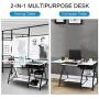 TUFFIOM 57-Inch Sewing Craft Table, Specialized Sewing Machine Shelf, Enlarged Cutting Space, Sturdy Multifunctional Computer Desk with Storage Drawer, Adjustable Height, Ideal for Home Indoor Use