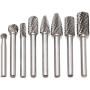 Carbide Burr Set, 8pcs Double Cut Solid Tungsten Rotary Burr Set 1/4-Inch Shank for Die Grinder Drill, DIY Woodworking, Metal Carving, Polishing, Engraving, Drilling