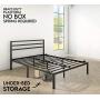 AMBEE21 – Modern Queen Platform Metal Bed Frame with Headboard: (14 inch) – Black Heavy Duty Iron Metal Bed Frame, Sturdy Mattress Support, Under Bed Storage, Steel Slat Support, No Box Spring Needed