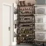SONGMICS 12-Tier Shoe Rack, Set of 2 Stackable 6-Tier Shoe Organizers, 48-60 Pairs of Shoes, Large Capacity, Metal Mesh Shoe Shelf Storage, Adjustable Flat or Angled Shelves, Bronze ULMR12A