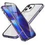 HENGHUI Case Compatible with iPhone 12 Mini Magnetic Clear Glass Case ，Aluminum Metal Bumper 360 Full-Body Protecive Cover Built-in Screen Protector (Purple, iPhone12Mini)