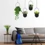 Sinolodo 2 pcs Modern Metal Hanging Planter, Black Wall and Ceiling Planters with 19.7 Chain, Large Hanging Baskets for Plants Outdoor