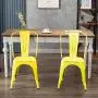 BONZY HOME Metal Dining Chairs Distressed Style, Stackable Side Chairs with Back, Indoor Outdoor Use Chair for Farmhouse, Patio, Restaurant, Kitchen, Set of 4(Distressed Yellow)