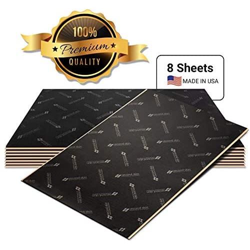 Second Skin Damplifier Pro Premium Car Sound Deadening Material (2mm) – Butyl Rubber Auto Sound Deadener Mat (13.67 Sq Ft, 8 Sheets) – Made in The USA