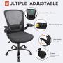 Komene Home Office Chair, Ergonomic Office Chair Large Seat, Desk Chair with Wheels,330 lb Mesh Executive Chair with Flip-up Arms,Swivel Task Chair Gaming Lumbar Support, Adjustable Height,Metal Base
