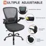 Komene Home Office Chair, Ergonomic Office Chair Large Seat, Desk Chair with Wheels,330 lb Mesh Executive Chair with Flip-up Arms,Swivel Task Chair Gaming Lumbar Support, Adjustable Height,Metal Base